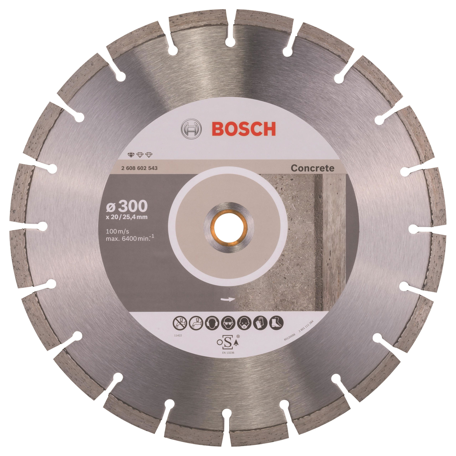 BOSCH 2608602543 Gyémánt vágótárcsa Standard for Concrete 300 x 20/25,40 x 2,8 x 10 mm (2.608.602.543)