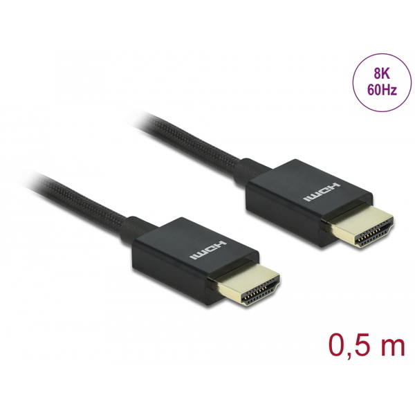 Koaxiales High Speed HDMI-Kabel 48 Gbps 8K 60Hz (schwarz, 0,5 Meter)