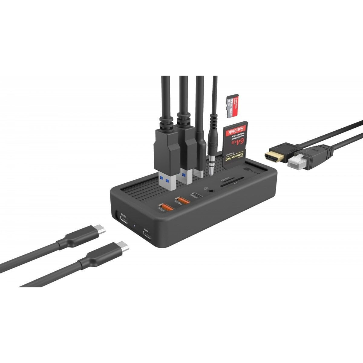 Raidsonic Icy Box IB-DK4072M-CU31 notebook-dokkolóállomás 10-in-1, M.2 NVMe és SATA SSD-ház, USB 10Gb/s (IB-DK4072M-CU31)