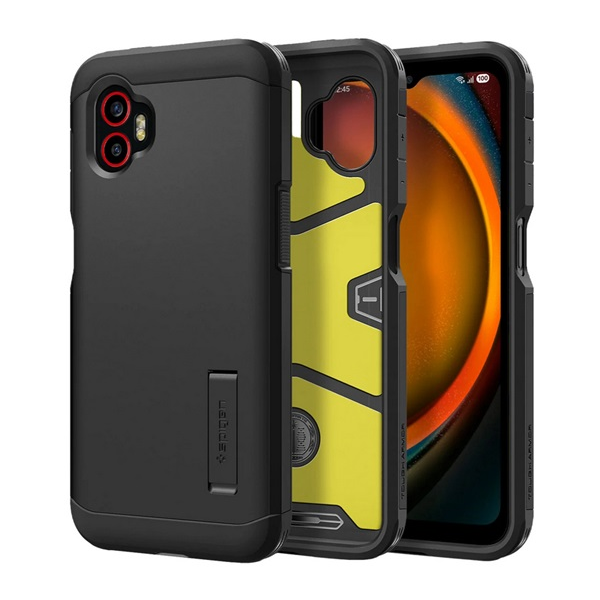 Spigen TOUGH ARMOR szilikon telefonvédő (ütésállóság, kitámasztó) FEKETE Samsung Galaxy Xcover 7 Pro (SM-G766) (ACS09332)