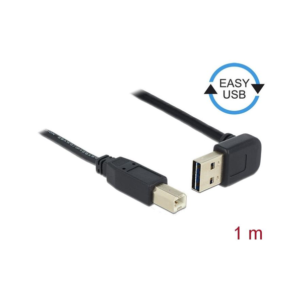 USB 2.0 kabel typ A na USB 2.0 typ B, zahnutý nahoru/dolů, 1 m Delock 85558
