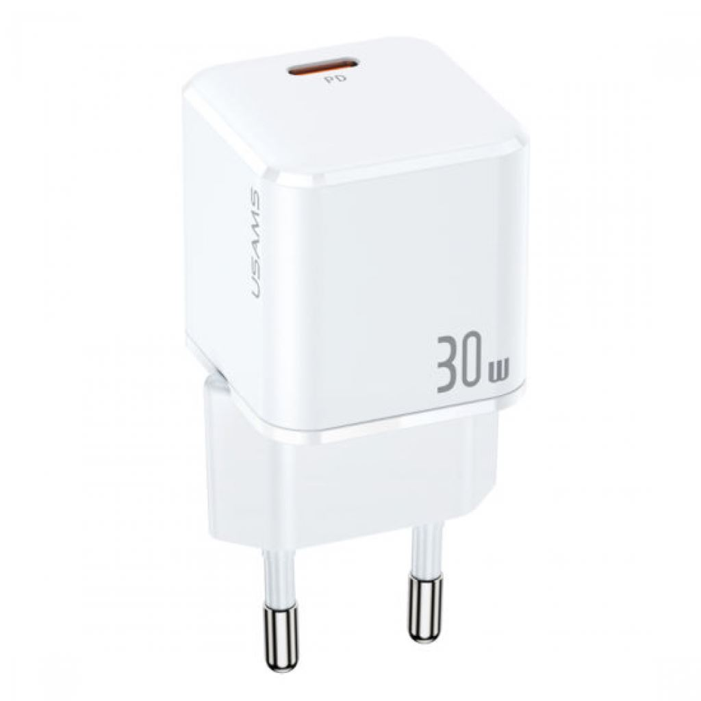 Usams CC148T45 mini Super Si PD hálózati gyorstöltő adapter 30W fehér (1380755) (CC148TC02)