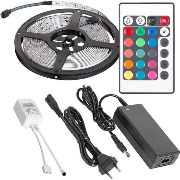 Led Világító Készlet RGB LED Húr, Színvezérlő, Tápegység