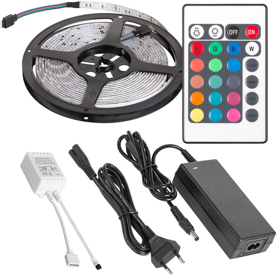 Led Világító Készlet RGB LED Húr, Színvezérlő, Tápegység (LED0175-2)