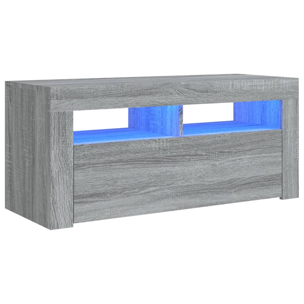 szürke sonoma színű TV-szekrény LED-világítással 90x35x40 cm (822722)