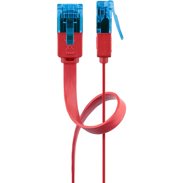 Plochý patchcord CAT 6A U/UTP červený 1m Goobay HQ