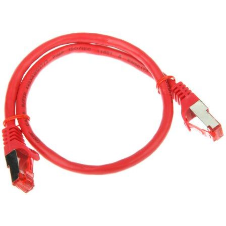 Telegärtner 100007975 RJ45 Hálózati kábel, patchkábel CAT 6A S/FTP 1.00 m Piros Lángálló, Védővel, Lángálló, Halogénmentes, UL minősített 1 db (L00000A0083)
