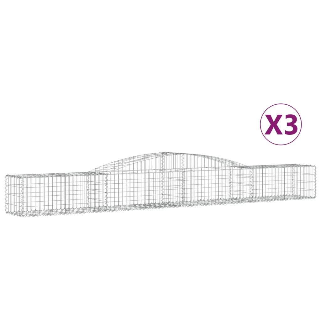 3 db íves horganyzott vas gabion kosár 400x50x40/60 cm (3146958)