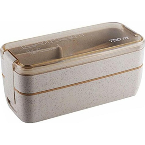 Prenosna lunch box posoda za hrano 750ML + pribor bež