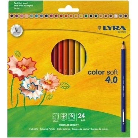 Lyra Színes Ceruza Color Soft 4.0 Extra Puha Élénk Lágy Színek 24 Darabos