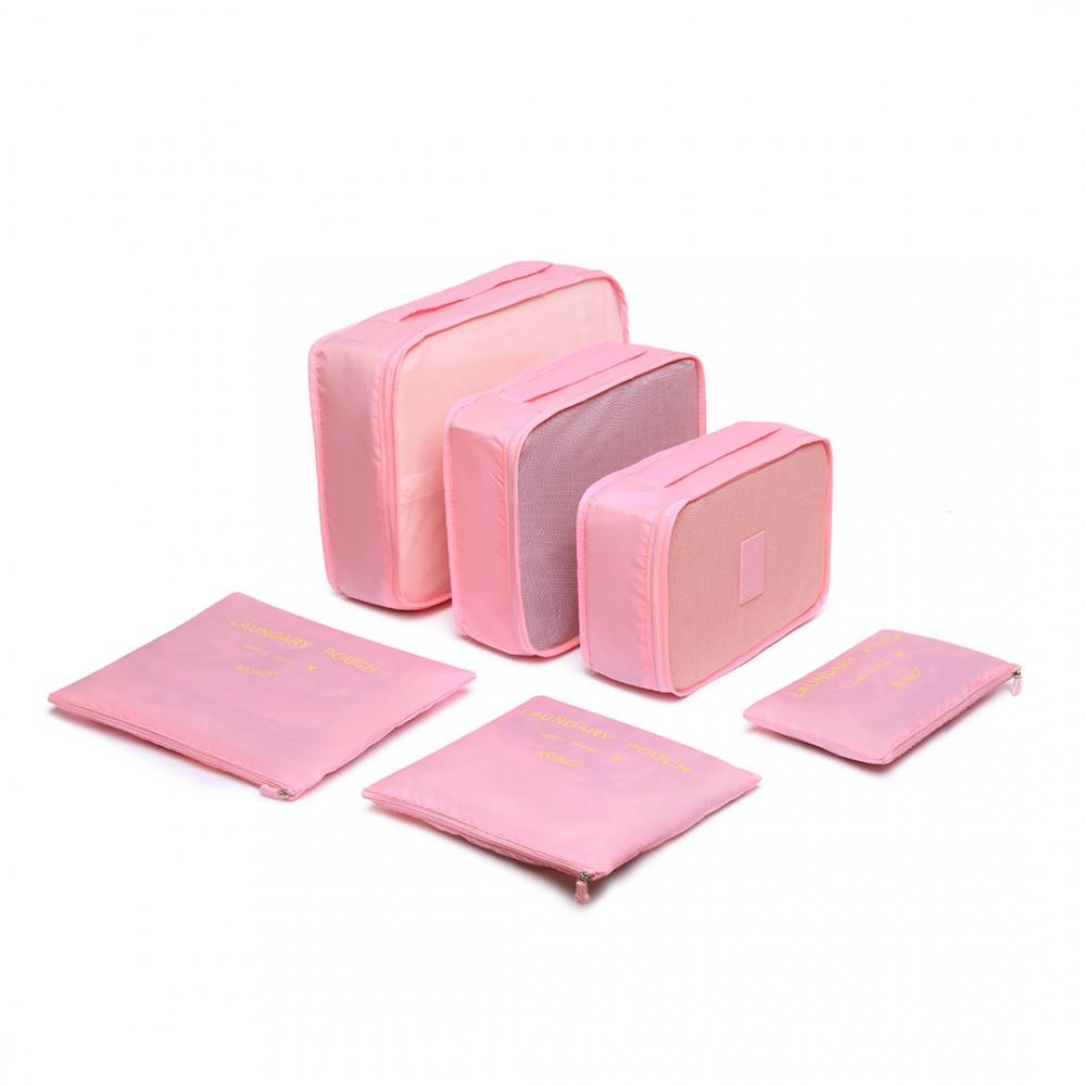 Kono 6 darabos utazó dobozkészlet bőröndhöz, rózsaszínű (E2015 PK)