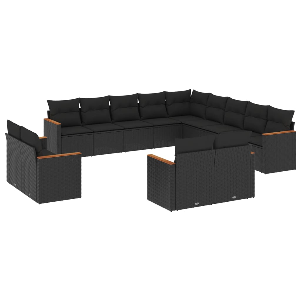 13 részes fekete polyrattan kerti ülőgarnitúra párnákkal (3258926)