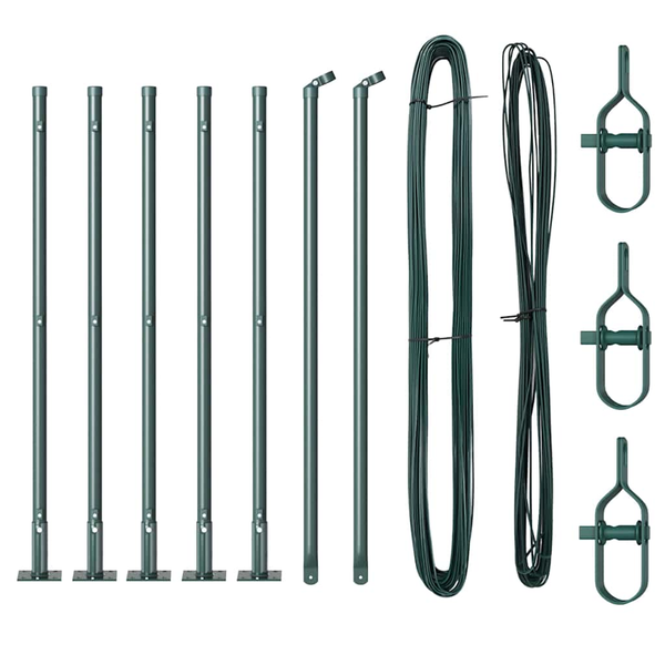 Set de stâlpi de gard 7 pcs Verde Ø32mm 50 cm Beton, metal