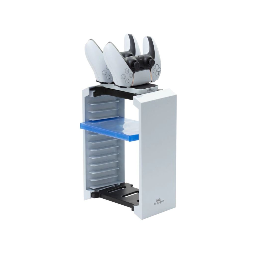 FroggieX Charge & Store PS5 játék tartó és dupla töltő állvány fehér (FX-P5-C2-W) (FX-P5-C2-W)