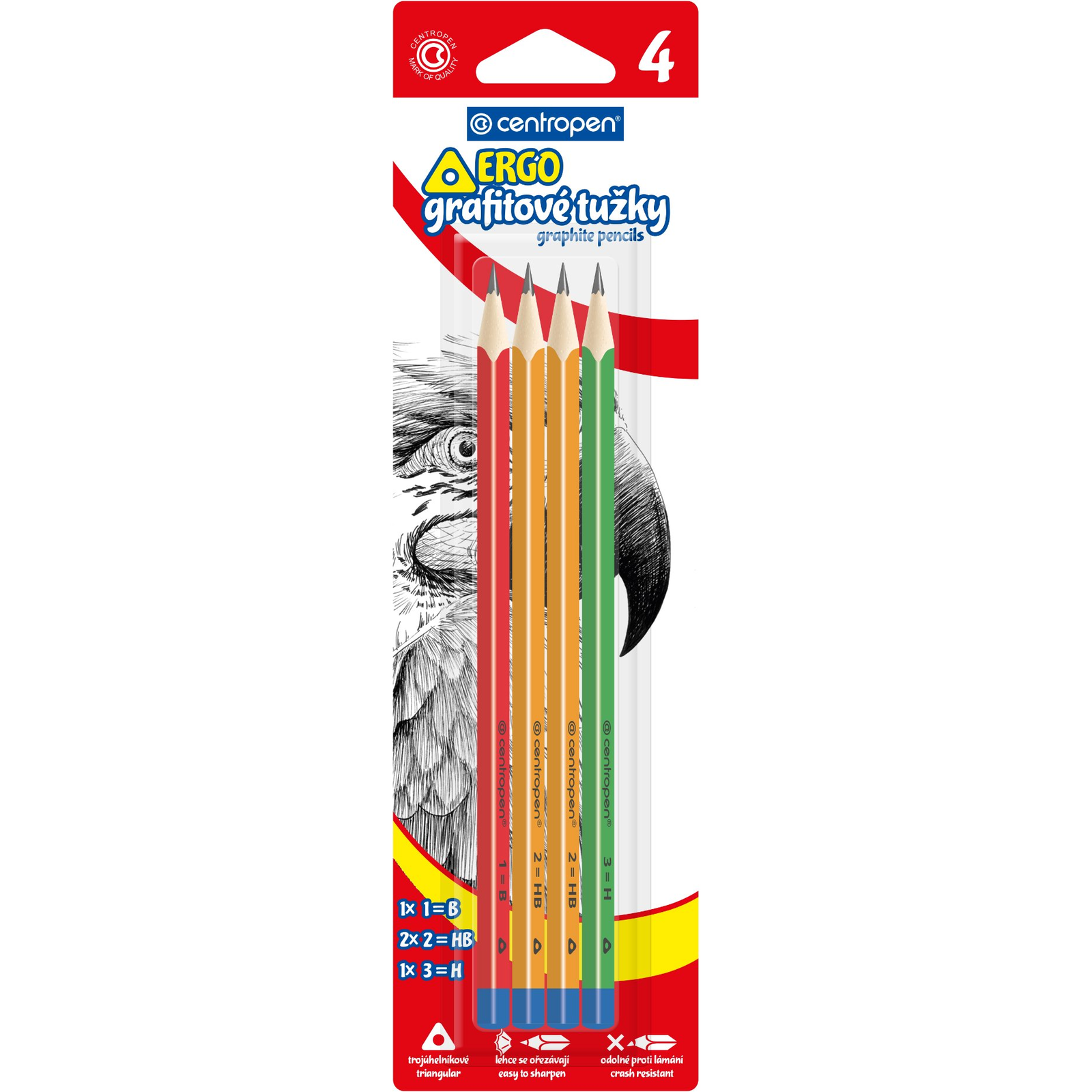 CENTROPEN 9511 tvrdosti HB, H a B, trojhranná - balení 4 ks (8595013649114)