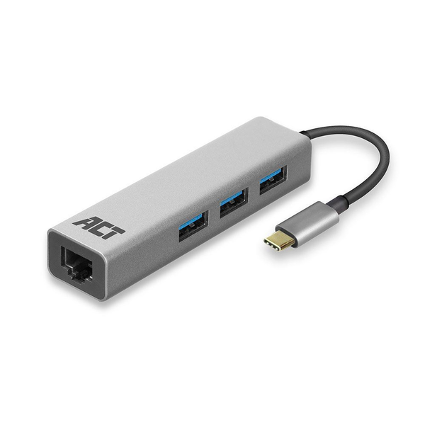 ACT AC7055 dockingstation USB 3.2 Gen 1 (3.1 Gen 1) Type-C Grå