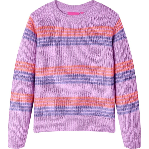 Gyerek pulóver csíkos kötött lila és rózsaszín 104