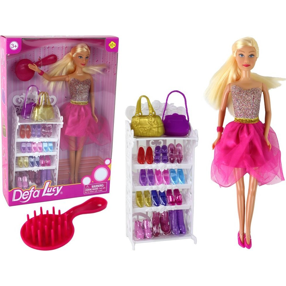 Lucy Baba - Rózsaszín Csillogó Ruhában, Cipőkészlettel (14776)