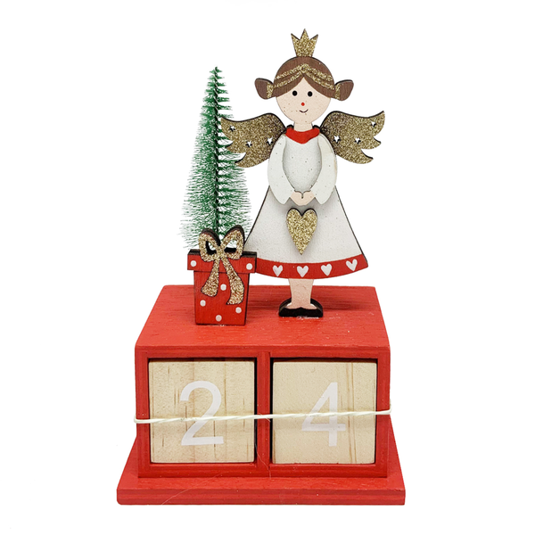 Karácsonyi adventi asztali kalendár angyalos 11*5.5*17cm