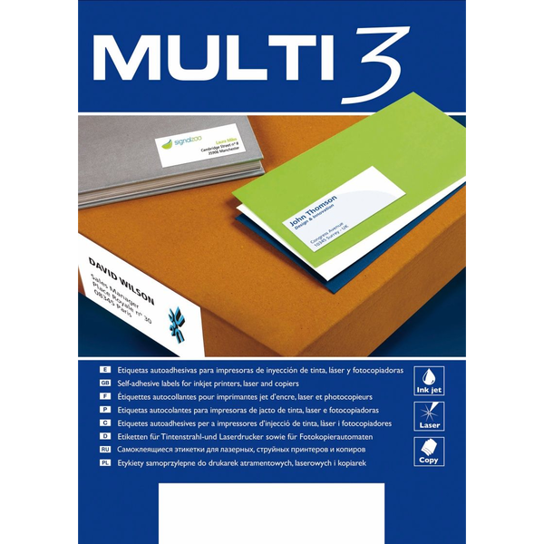 C/100 Hojas Etiquetas Ft/im 64,6x33,8 Multi3 Cantos Rectos