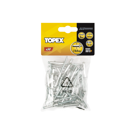 Topex Popszegecs 4.8X12, 50 db (43E503)