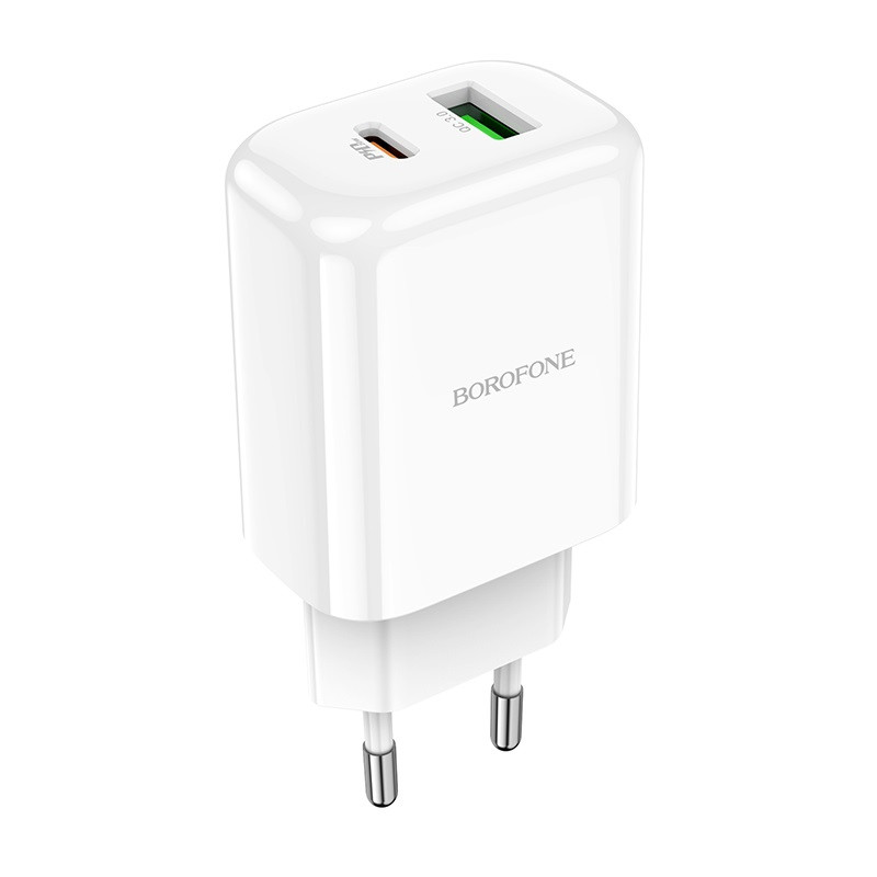 Borofone BN4 USB-A / USB-C Hálózati Töltő Adapter 20W USB-C kábellel - Fehér (BN4-FEHER)