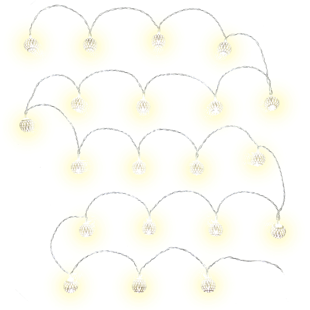 Retlux RXL 272 Beltéri LED Ezüst színű fém dekorgömbös fényfüzér 3 m - Hideg fehér (RXL 272)