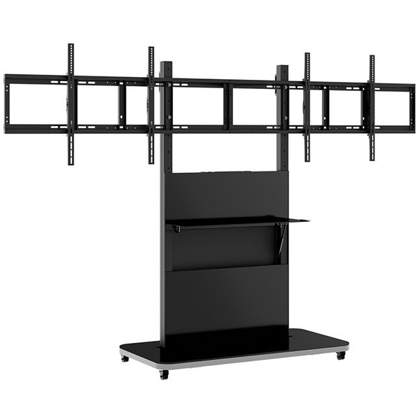 HAGOR Pro-Tower L Dual mobiles Standsystem fuer 2 TVs 140-165cm 55-65Zoll VESA max. 600x400mm max. Traglast 2x 55 kg