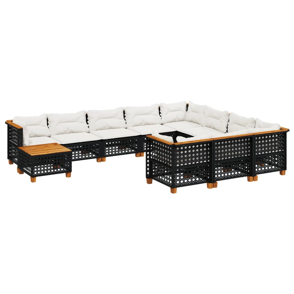 11 részes fekete polyrattan kerti ülőgarnitúra párnákkal (3262058)
