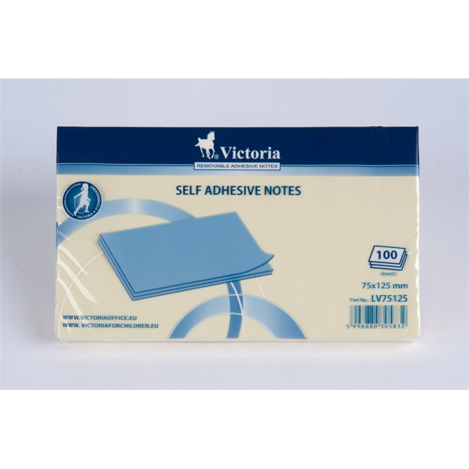 Victoria 75x125 mm Öntapadó jegyzettömb - Sárga (100 lap) (01-565501-LV12575-2013)