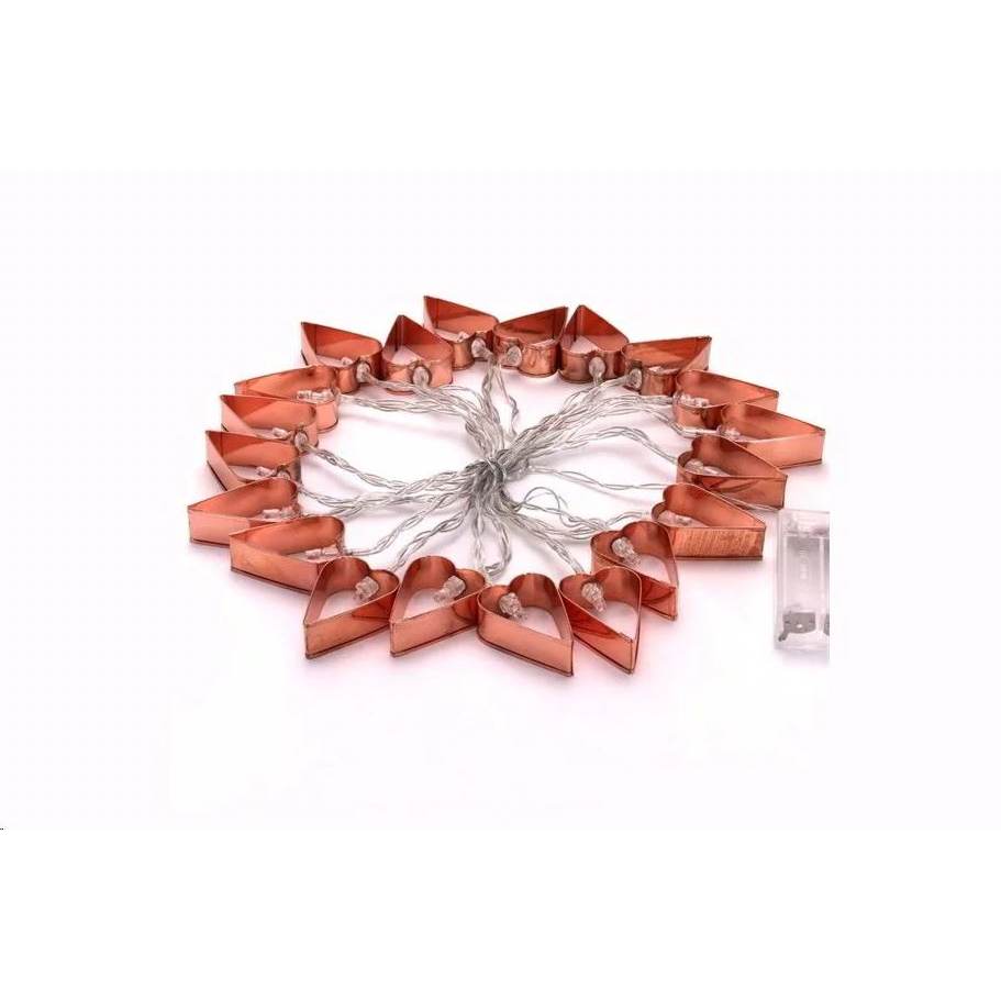 IRIS Szív alakú fém/4m/meleg fehér/20db LED-es/3xAA elemes fénydekoráció (240-07) (IRIS 240-07)