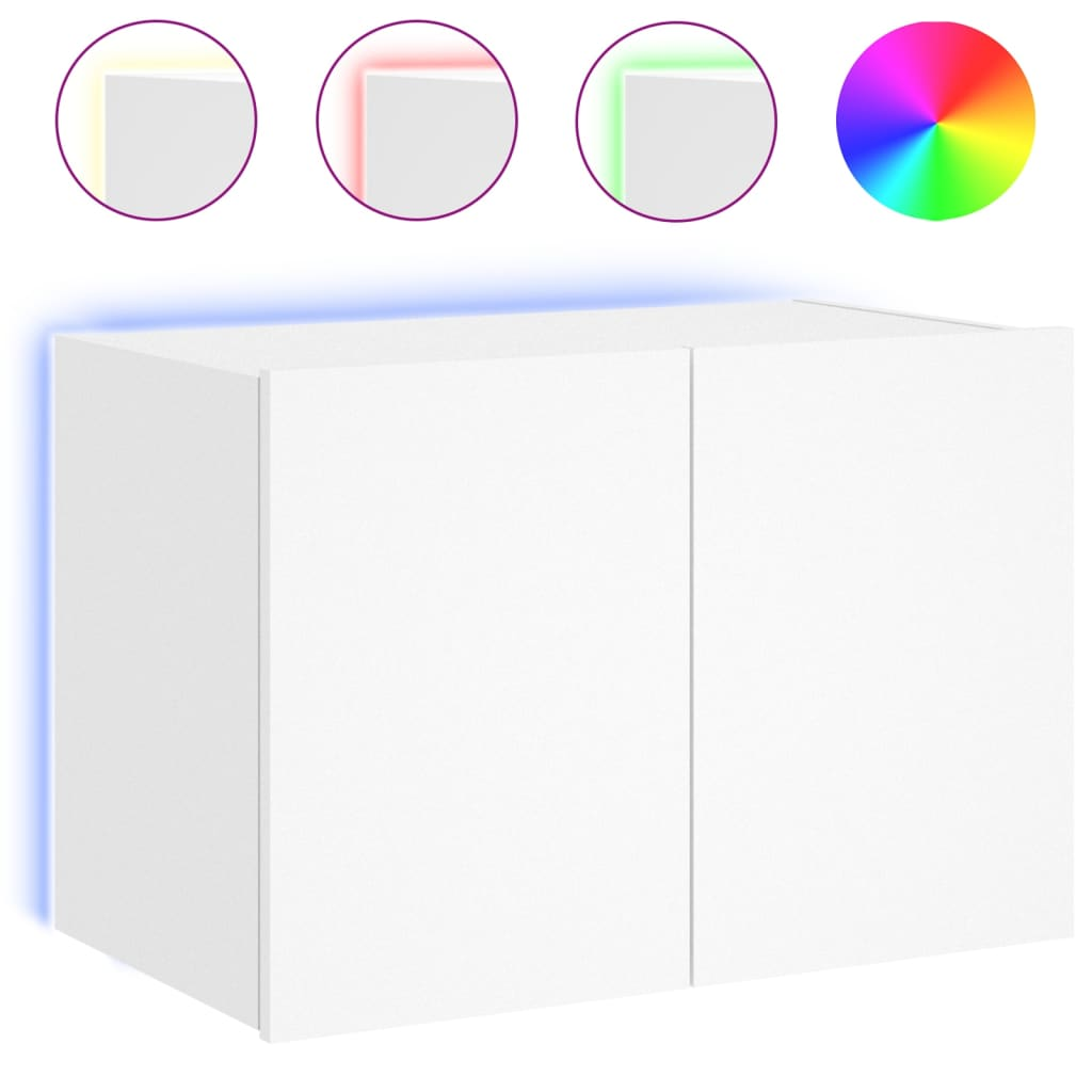 fehér falra szerelhető TV-szekrény LED-lámpákkal 60x35x41 cm (837302)