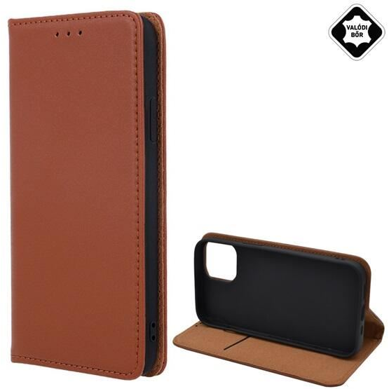 Gigapack Apple iPhone 14 Plus valódi bőr fliptok burgundi színű (GP-129245) (GP-129245)