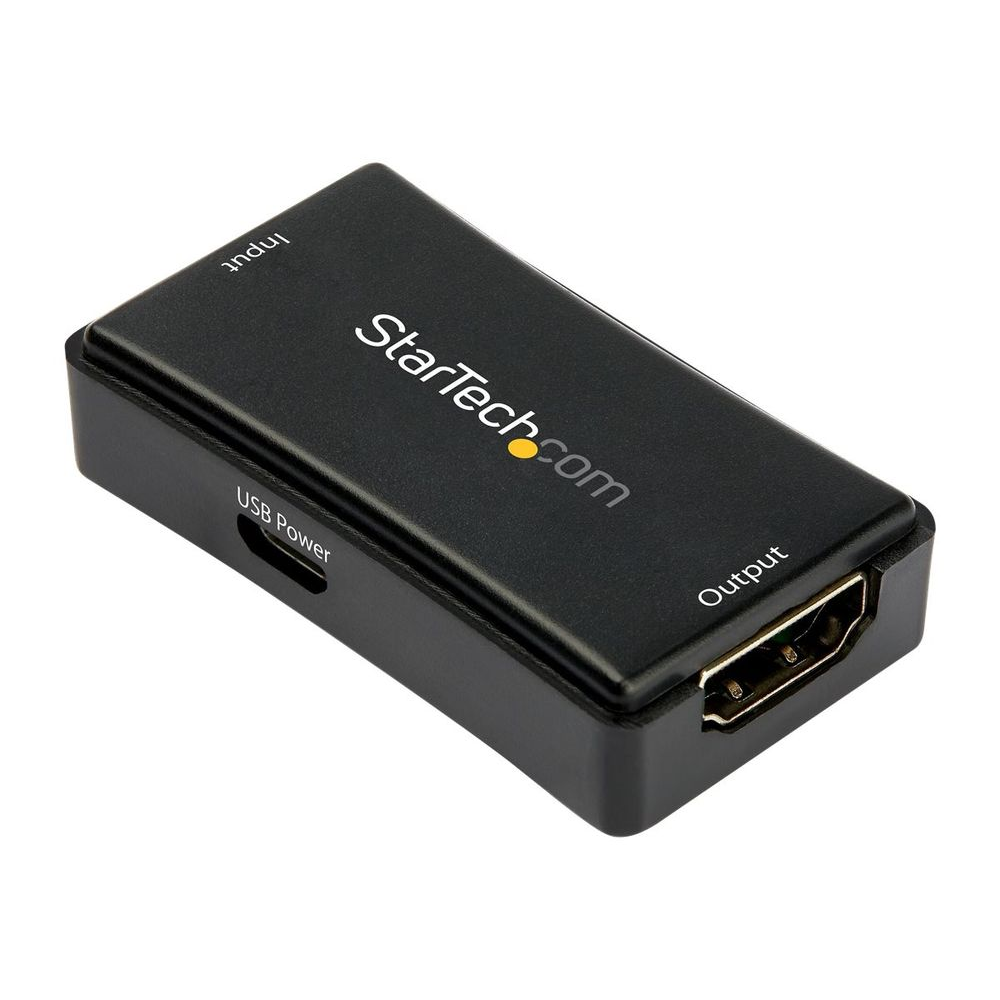 StarTech.com HDBOOST4K2 audió/videó jeltovábbító AV jelismétlő Fekete (HDBOOST4K2)