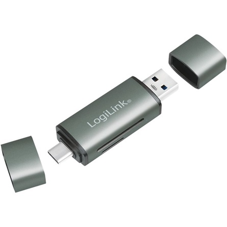 Logilink USB 3.2 Gen1 kártyaolvasó, SD és microSD kártyához, alumínium ház (CR0043)