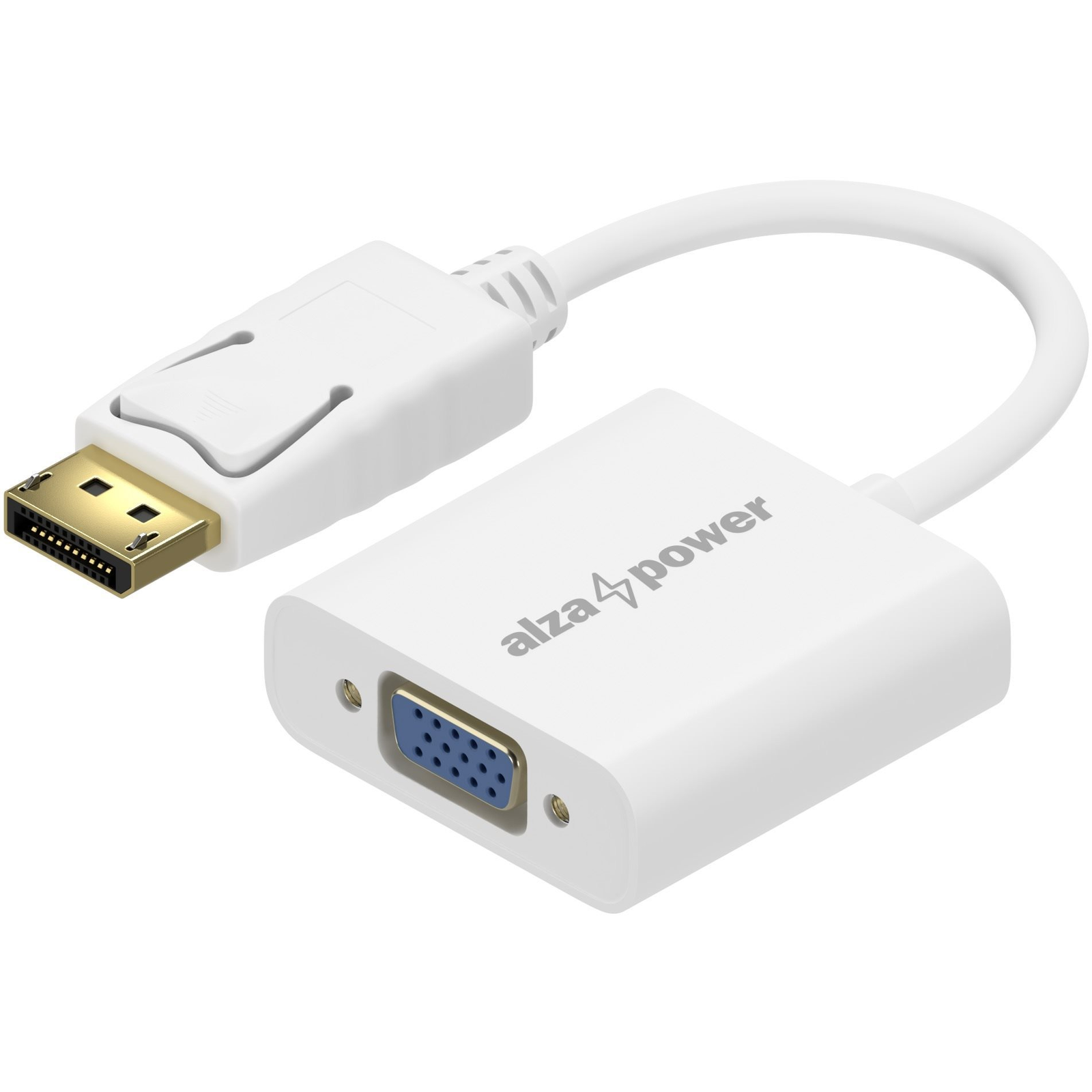 AlzaPower DisplayPort (M) to VGA (F) 0,18m, fehér (APW-ADDPVG01W)