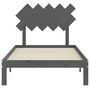 szürke tömör fa ágykeret fejtámlával 100 x 200 cm