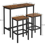 Bárasztal 2db bárszékekkel, bárpult 100 x 90 x 40 cm, rusztikus barna