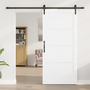 Csúszó Ajtó Hardverszettel Fehér 93x202 cm Szilárd Fa Fenyő