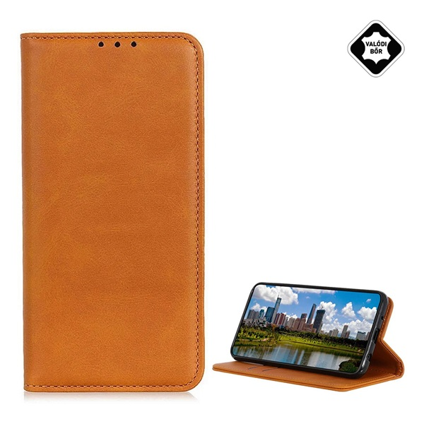 gigapack Tok álló, valódi bőr (FLIP, oldalra nyíló, asztali tartó, prémium) VILÁGOSBARNA Honor Magic 6 Lite " csomagolás" (GP-155097)