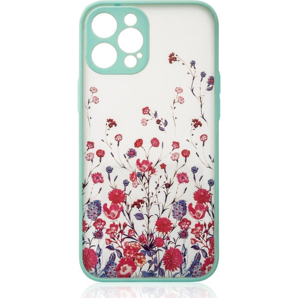 Design Tok iPhone 12 Pro Virág Tok Világoskék Színben