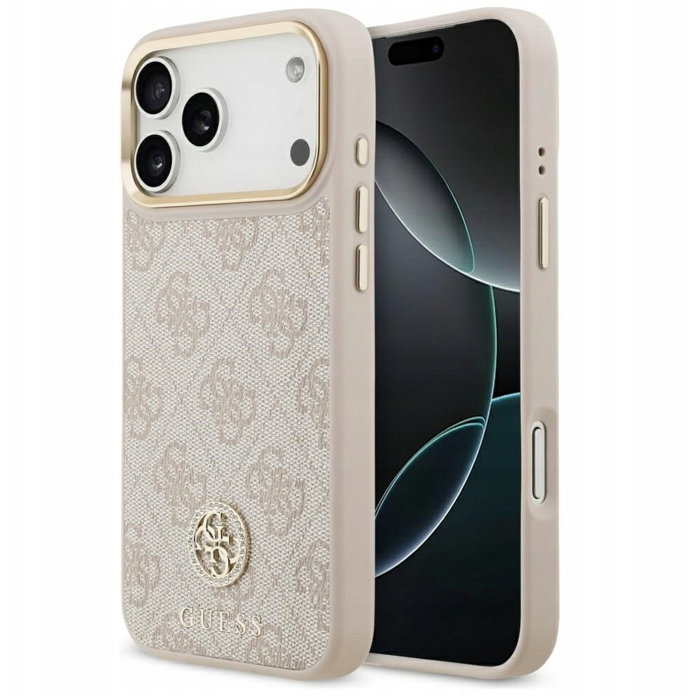Guess PU 4G STRASS LOGO műanyag telefonvédő (ütésállóság, bőr hatású hátlap, MagSafe) RÓZSASZÍN Apple iPhone 17 Pro Max (GUHMP17XP4GRMDEP) (GUHMP17XP4GRMDEP)