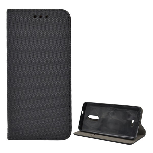Tok álló, bőr hatású (FLIP, oldalra nyíló, asztali tartó funkció, rombusz minta) FEKETE [Alcatel 3C (OT-5026D)] (5996457796274)