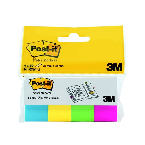 Post-it 20x38mm jelölőcímke (200 lap) - Vegyes színek (FT510286352)