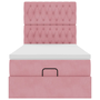 Ottomán ágykeret matracokkal rózsaszín 90x190cm bársony