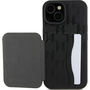 Karl Lagerfeld KLHCP15SSAKCNSCK iPhone 15 6.1" Fekete Keménytok Saffiano Kártyatartóval és Támasztóval Monogram Choupette