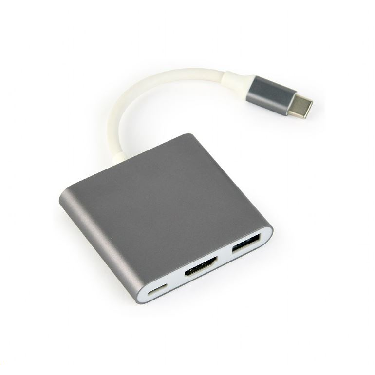 Gembird Cablexpert USB-C -> HDMI + USB-C + USB-A szürke (A-CM-HDMIF-02-SG) (A-CM-HDMIF-02-SG)