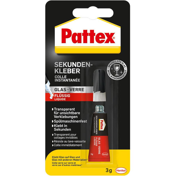 Pattex Sekundenkleber Glas, Tube mit 3g, 9H PSV1C (9H PSV1C)