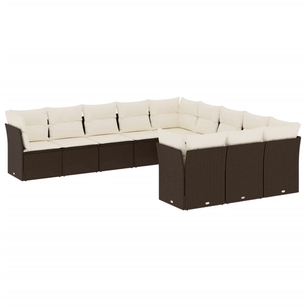 11 részes barna polyrattan kerti ülőgarnitúra párnákkal (3250252)