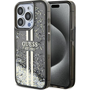 Guess GUHCP15LLFCSEGK iPhone 15 Pro 6.1" Fekete Keménytok Liquid Glitter Gold Stripes